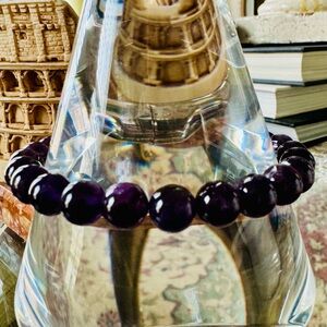 Amethyst Purple Beaded Bracelet with Magnetic Clasp  7”